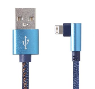 Gembird nabíjecí kabel Lightning 8-pin (M) 90° na USB 2.0 (M), opletený, 1 m, modrý