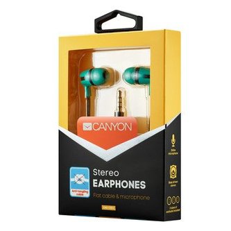 CANYON Stereo sluchátka s plochým kabelem, mikrofon,1,2M, zelená CANYON Stereo sluchátka s plochým kabelem, mikrofon,1,2M, zelená
