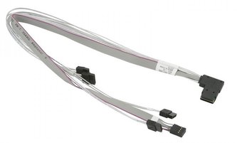 Supermicro Internal Right Angle MiniSAS SFF-8087 to 4 SATA 52/42/41/51cm with Sideband 52cm Cable (CBL-SAST-0654)