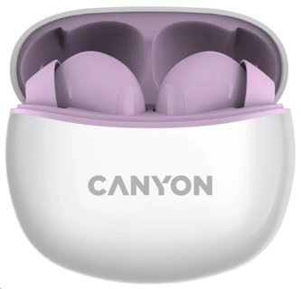 CANYON TWS-5 BT sluchátka s mikrofonem, BT V5.3 JL 6983D4, pouzdro 500mAh+40mAh až 38h, šeříková CANYON TWS-5 BT sluchátka s mikrofonem, BT V5.3 JL 6983D4, pouzdro 500mAh+40mAh až 38h, šeříková