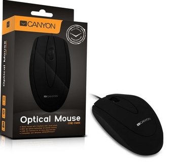 Myš "CM-1", černá, drátová, optická, USB, CANYON CNE-CMS1