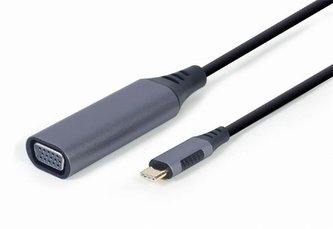Gembird adaptér USB-C (M)  na VGA (F), 0.15m kabel, šedý