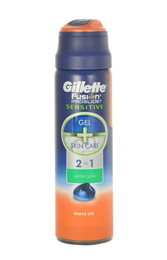Gillette Fusion Proglide Sensitive Gel na holení 2in1 Alpine Clean 170 ml pro muže