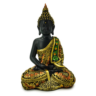 Figurka Thai Buddha- černo oranžový-Rozjímání