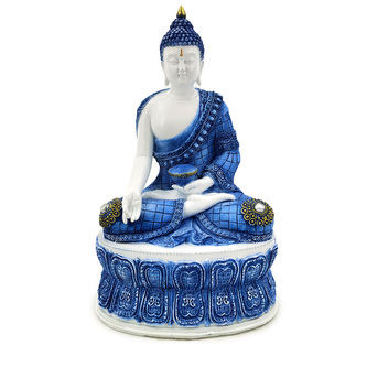 Figurka Thai Buddha- Modro bílý - Lotos