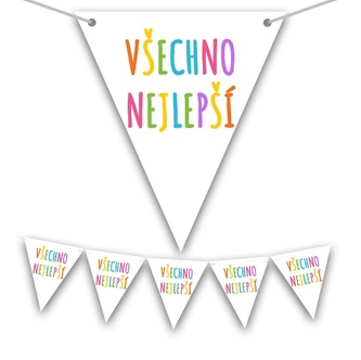 Vlaječková girlanda Všechno nejlepší - Duhová 150 x 17cm
