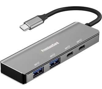 USB hub USB-C na 2x USB 3.2 C + 2x USB 3.2 A 5G SuperSpeed, hliníkový USB hub USB-C na 2x USB 3.2 C + 2x USB 3.2 A 5G SuperSpeed, hliníkový