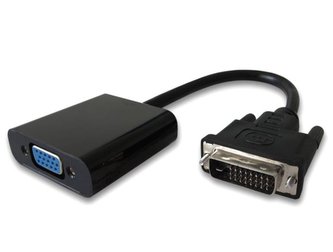 Převodník DVI na VGA s krátkým kabelem černý Převodník DVI na VGA s krátkým kabelem černý