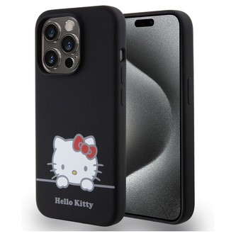 Hello Kitty Liquid Silicone Daydreaming Logo kryt iPhone 15 Pro černý