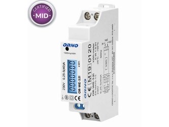 Elektroměr 1F na DIN lištu ORNO OR-WE-521 digitální