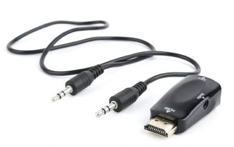 Gembird adaptér HDMI (M) na VGA (F) + 3.5 mm audio (M na M), single port, čierny Gembird adaptér HDMI (M) na VGA (F) + 3.5 mm audio (M na M), single port, čierny