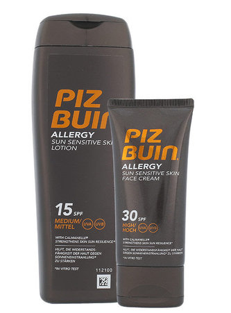 PIZ BUIN Allergy mléko na opalování Allergy Sun Sensitive Skin Lotion SPF15 200 ml + opalovací mléko na obličej Allergy Sun Sensitive Skin Face Cream SPF30 50 ml PIZ BUIN Allergy mléko na opalování Allergy Sun Sensitive Skin Lotion SPF15 200 ml + opalovací mléko na obličej Allergy Sun Sensitive Skin Face Cream SPF30 50 ml