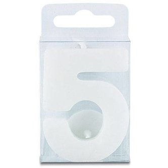 Svíčka ve tvaru číslice 5  - mini, bílá - Stadter