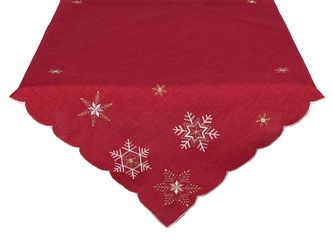 Ubrus Vánoční, Bílo zlaté vločky, červený pr. 35 cm Ubrus Vánoční, Bílo zlaté vločky, červený pr. 35 cm