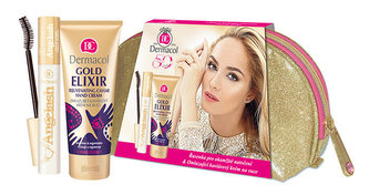 Dermacol Angelash řasenka Angelash 13 ml + krém na ruce Gold Elixir Rejuvenating Caviar 75 ml + taška