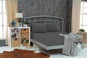 Prostěradlo, Jersey s elastanem a s napínací gumou, tmavě šedé 90 x 200 cm