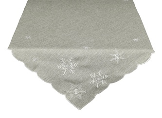 Ubrus Vánoční, Bílo stříbrné vločky, šedý 35 x 35 cm
