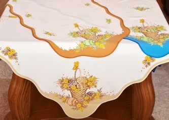 Forbyt, Velikonoční ubrus, Košík a kraslice modrá 50 x 100 cm