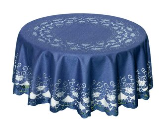 Ubrus, žakárový Felicia, modrý, kulatý pr. 78 cm