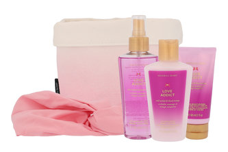 Victoria´s Secret Love Addict tělový závoj 125 ml + tělový krém 60 ml + tělové mléko 125 ml + čelenka + látkový košík