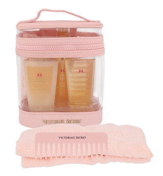 Victoria´s Secret Coconut Passion vyživující tělový spray 60 ml + tělové mléko 60 ml + sprchový gel 60 ml + hřeben + ručník + kosmetická taška