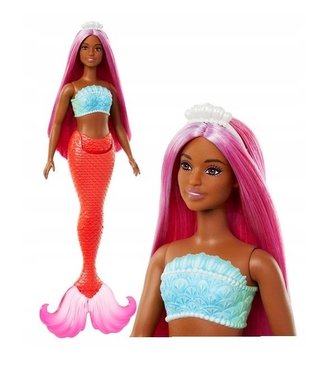 Barbie Lalka Syrenka Koralowy ogon HRR04