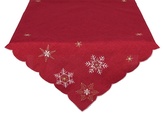 Ubrus Vánoční, Bílo zlaté vločky, červený 35 x 35 cm