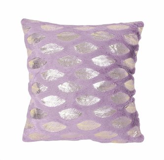 Návlek na polštář, Plyšový s lístečky, tmavě růžový, 40 x 40 cm