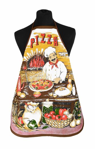 Zástěra kuchyňská, Pizza, béžová