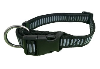 HUHUBAMBOO obojek ŽEBŘÍK popruhový 40-66cm, šedý