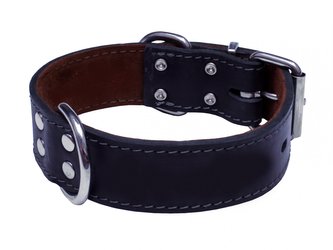 HUHUBAMBOO obojek mastná kůže 4x60cm, černý