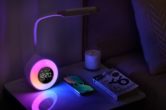 LED stolní lampička Immax FALCON s RGB podsvícením, bílá LED stolní lampička Immax FALCON s RGB podsvícením, bílá