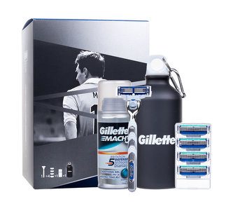Gillette Mach3 Turbo holicí strojek s jednou hlavicí 1 ks + náhradní hlavice 4 ks + gel na holení Irritation Defense 75 ml + sportovní lahev