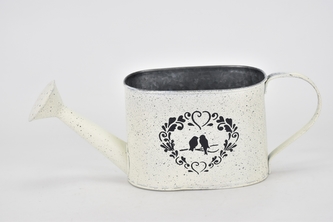Plechový květináč konvička Love birds 11x32x10 cm II. jakost