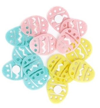 Naklejki z filcu ażurowe jajka 3,5cm 15szt pastel
