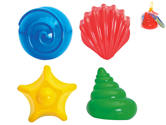 Formičky na písek mušličky 7-9cm 4ks 12m+ v síťce