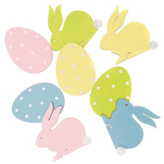 Drewniane króliczki i jajka 7cm 8szt
