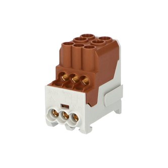 Blok pro rozdělení fází UVB 100 L B, 1pól., 101A, 1000V, hnědý, na DIN Blok pro rozdělení fází UVB 100 L B, 1pól., 101A, 1000V, hnědý, na DIN