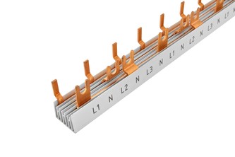 Prop. lišta G/S-L1+N-L2+N-L3+N-1000/16P, vidlička+kolík, 4-pól., 80A, rozteč 17,8+9mm Prop. lišta G/S-L1+N-L2+N-L3+N-1000/16P, vidlička+kolík, 4-pól., 80A, rozteč 17,8+9mm