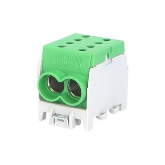 Svorkovnice rozbočovací HLAK 70 1/2 M2, 250A, 1pól., AL/CU, IP20, zelená, na DIN /2080149 Svorkovnice rozbočovací HLAK 70 1/2 M2, 250A, 1pól., AL/CU, IP20, zelená, na DIN /2080149