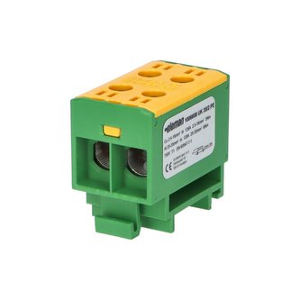 Svorka univerzální UK 35/2 PE, 135A, 1pól., AL/CU, krytá, zel.-žl., na DIN Svorka univerzální UK 35/2 PE, 135A, 1pól., AL/CU, krytá, zel.-žl., na DIN