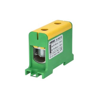 Svorka univerzální UK 150/1 PE, 320A, 1pól., AL/CU, krytá, zel.-žl., na DIN/panel Svorka univerzální UK 150/1 PE, 320A, 1pól., AL/CU, krytá, zel.-žl., na DIN/panel