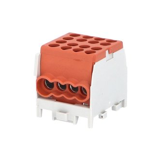 Svorkovnice rozbočovací HLAK 25 1/6 M2, 100A, 1pól., AL/CU, IP20, hnědá, na DIN /2080176