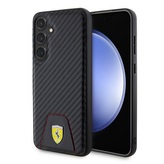 Ferrari PU Leather Bottom Carbon Zadní Kryt pro Samsung Galaxy S24+ Black