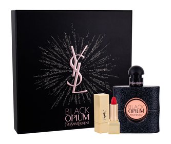 Yves Saint Laurent Black Opium parfémovaná voda 50 ml + rtěnka Rouge Pur Couture odstín 1 1,3 ml