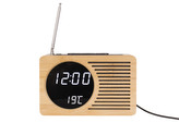 Rádiobudík/Stolní hodiny Retro Radio bamboo 16 cm Karlsson