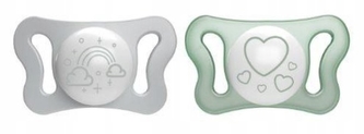 Silikonový ortodontický dudlík Physioforma Micro 2 ks, 0-2m Chicco, tyrkys/šedá