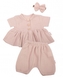 Baby Nellys 3-dílná mušelínová soupr., tunika/halenka, kraťasky, čelenka, béžová, vel. 86; 86 (12-18m)
