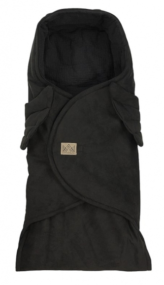 Zavinovací deka s kapucí Little Elite, 100 x 115 cm, Andělská křídla - černá