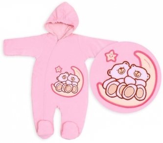 TERJAN Zimní/podzimní kombinézka/overálek Medvídci - sv. růžová; 56 (1-2m) ; 62 (2-3m)